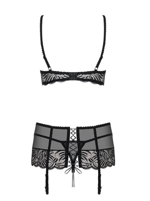 Sexy set reggiseno reggicalze perizoma Obsessive Contica set in pizzo