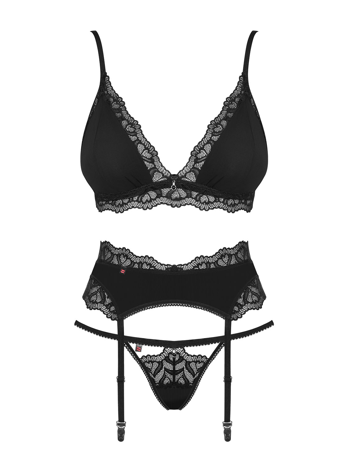 Sexy set Obsessive Arisha 3-pcs-set reggiseno reggicalze perizoma 3 pz. 
