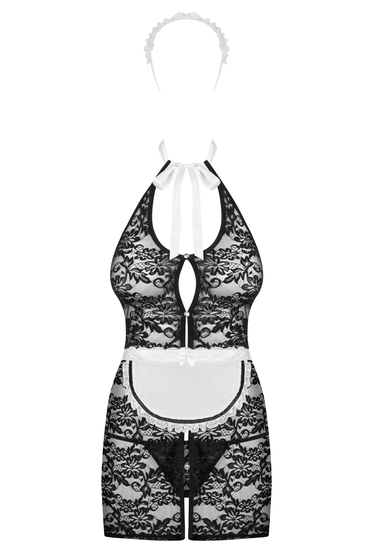 Sexy abitino da cameriera Obsessive servgirl in pizzo nero