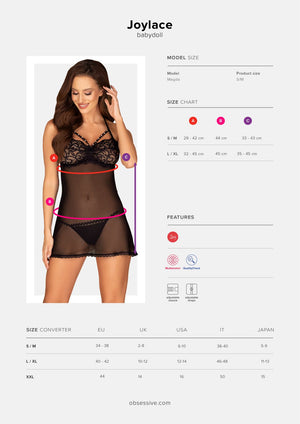 Sexy babydoll + perizoma pizzo e perle Obsessive Joylace