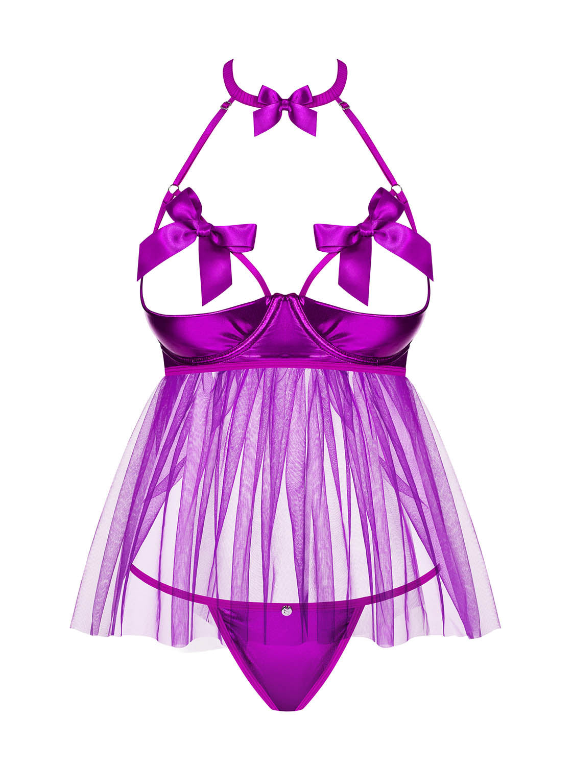Sexy babydoll + perizoma Obsessive Delishya viola 2 pz.