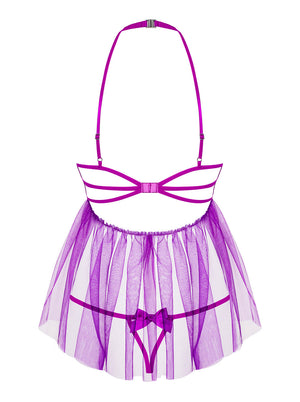 Sexy babydoll + perizoma Obsessive Delishya viola 2 pz.