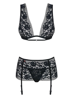 Sexy set Figurea Obsessive reggiseno perizoma e reggicalze 3 pz