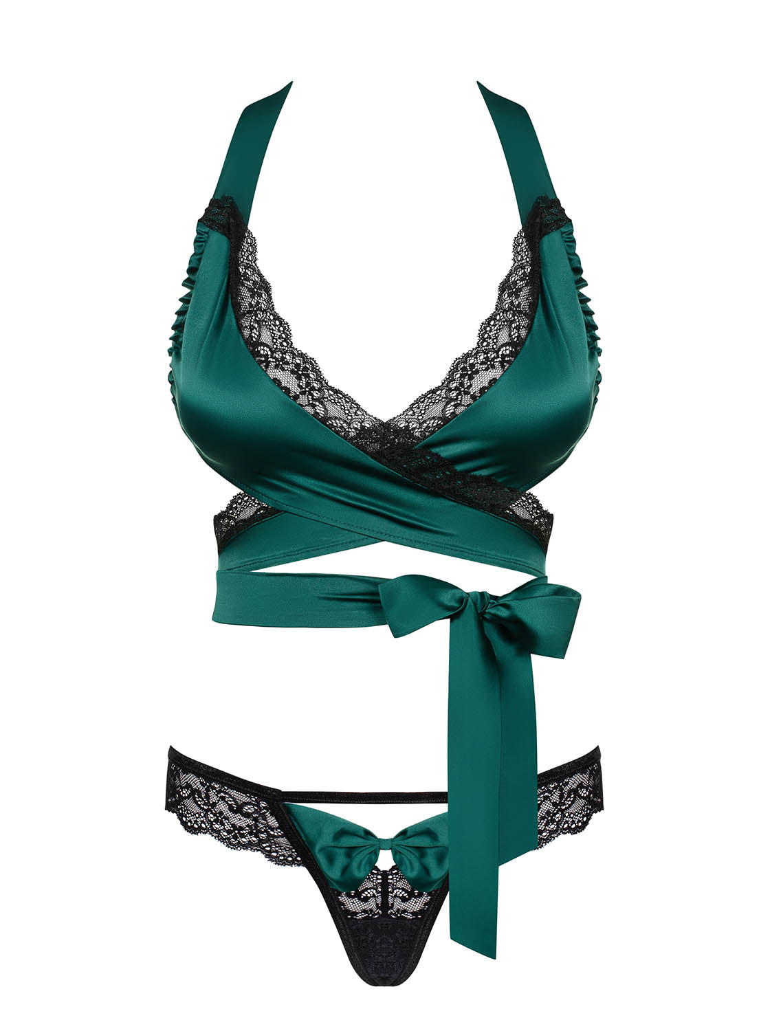 Sexy set top + perizoma Obsessive Sensuelia top e thong verde 2 pz.