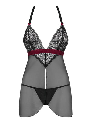 Sexy babydoll + perizoma Obsessive Rossita nero 2 pz.