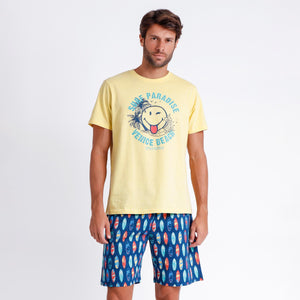 Pigiama uomo estivo Smiley 60994 surf 100% cotone