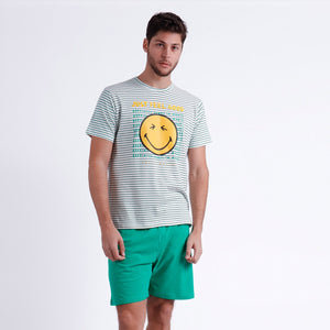 Pigiama uomo estivo Smiley 60999 rigato 100% cotone