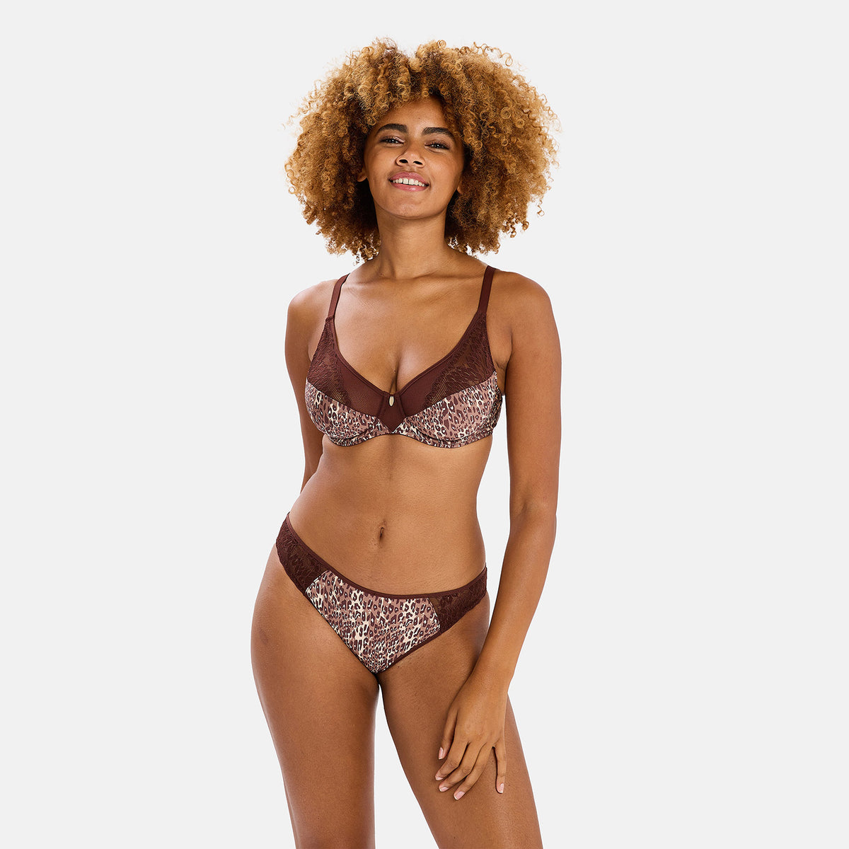 Slip donna microfibra leopardata e pizzo Sans Complexe 60PAP07