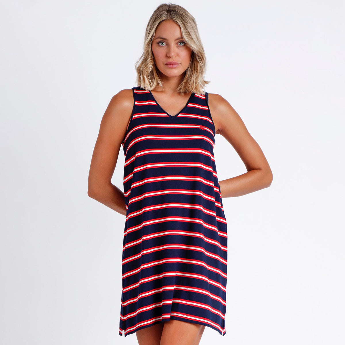 Abitino donna estivo Admas 61116 rigato blu rosso