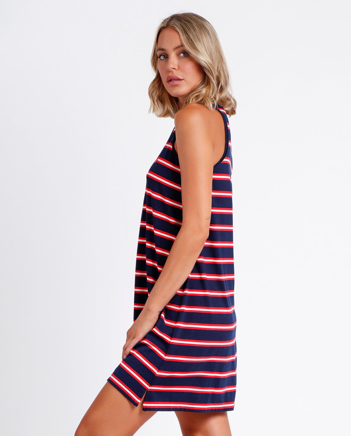 Abitino donna estivo Admas 61116 rigato blu rosso