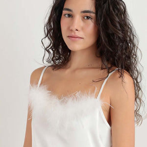 Camicia da notte in raso dettagli piume Admas 61322