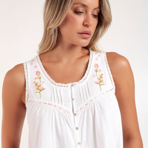 Camicia da notte cotone con pizzo e ricami floreali Admas 61339