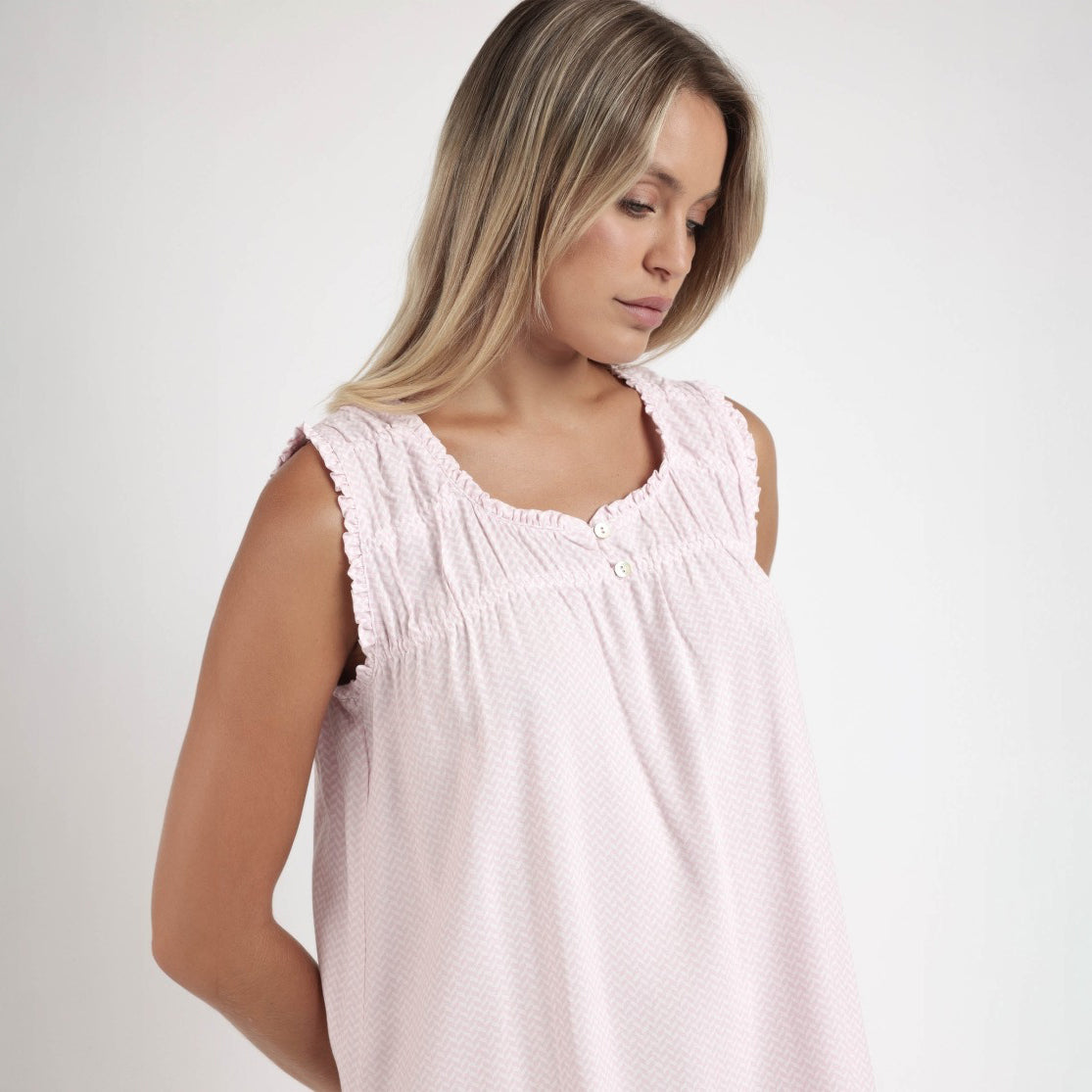 Camicia da notte spigata rosa viscosa Admas 61375