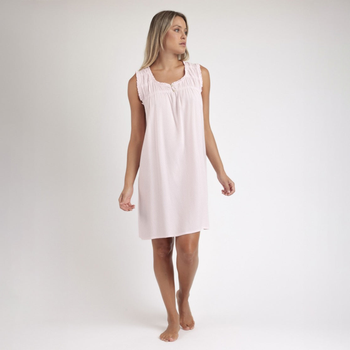 Camicia da notte spigata rosa viscosa Admas 61375