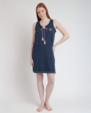 Camicia da Notte Donna fantasia gessata 100% cotone Admas 61410