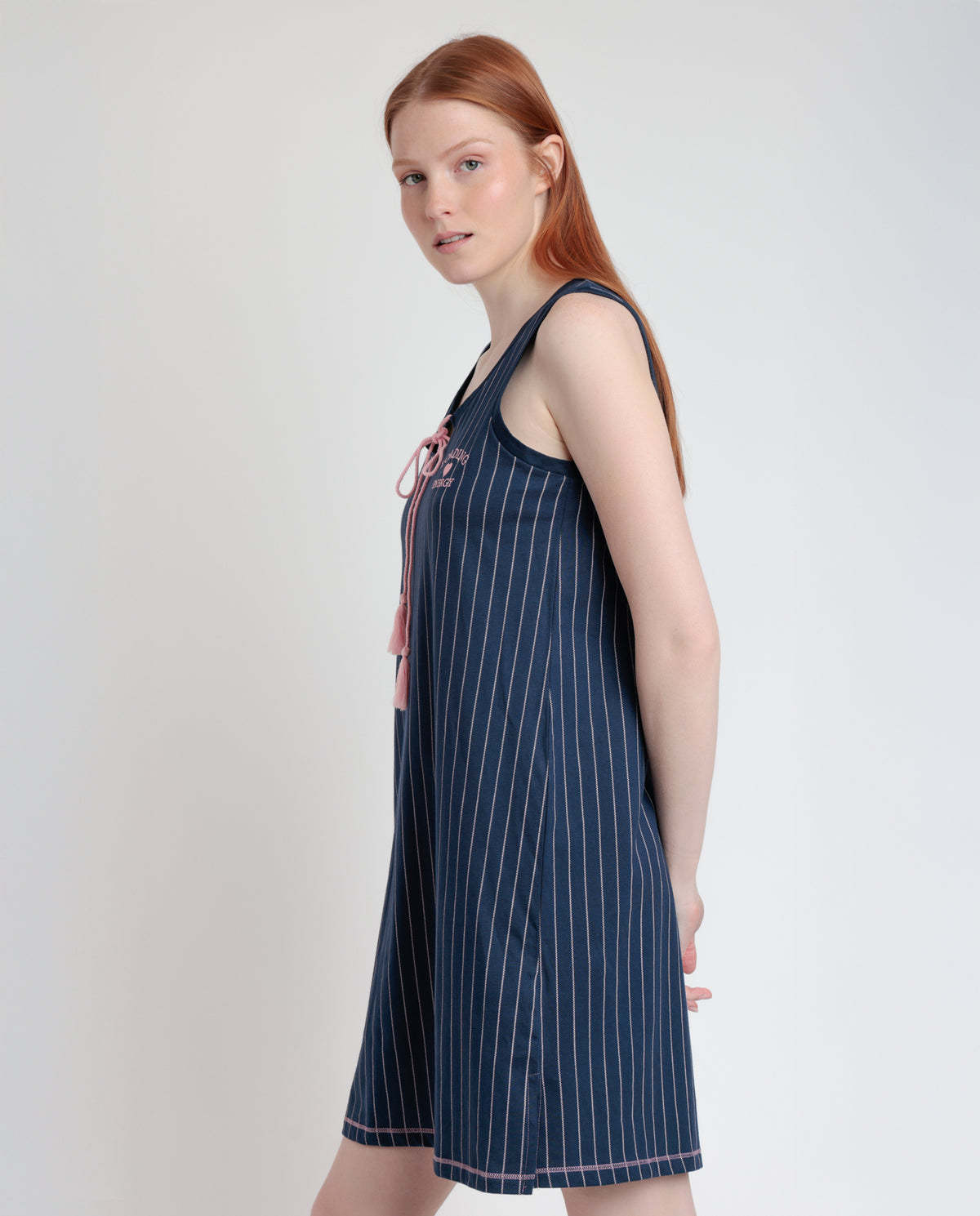 Camicia da Notte Donna fantasia gessata 100% cotone Admas 61410