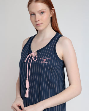 Camicia da Notte Donna fantasia gessata 100% cotone Admas 61410