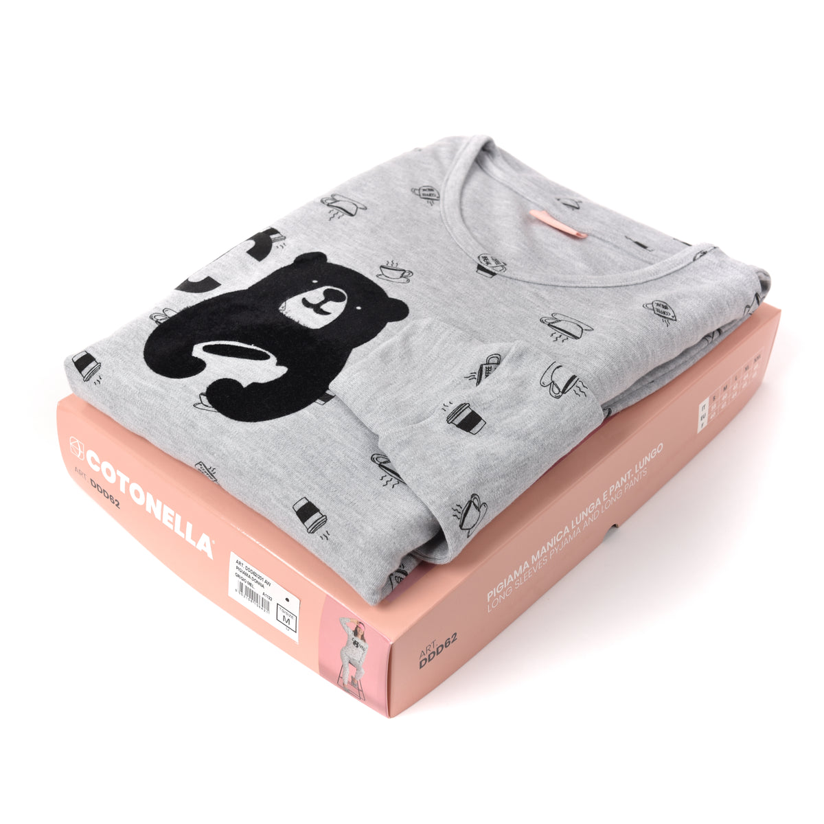 Pigiama donna Cotonella DDD62 caldo cotone grigio