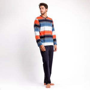 Pigiama uomo lungo in 100% cotone a righe Admas 62136