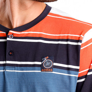 Pigiama uomo lungo in 100% cotone a righe Admas 62136