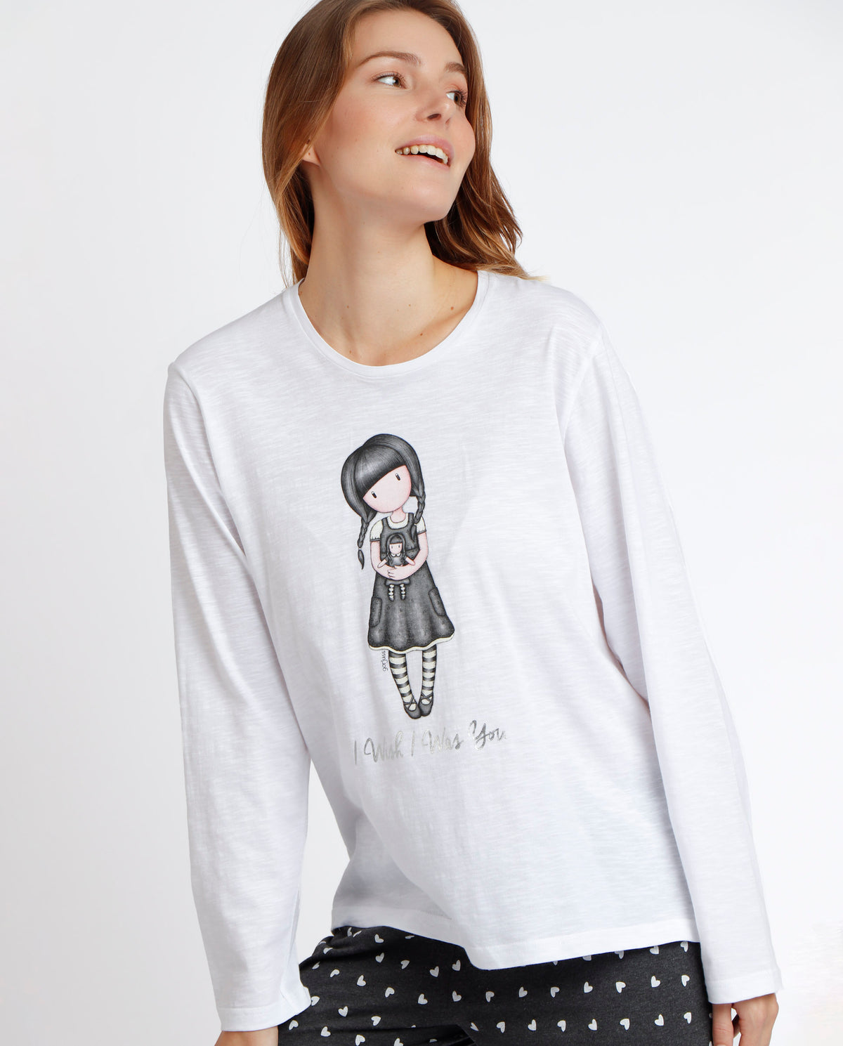 Pigiama donna lungo cotone Mercoledì Addams Santoro 62378