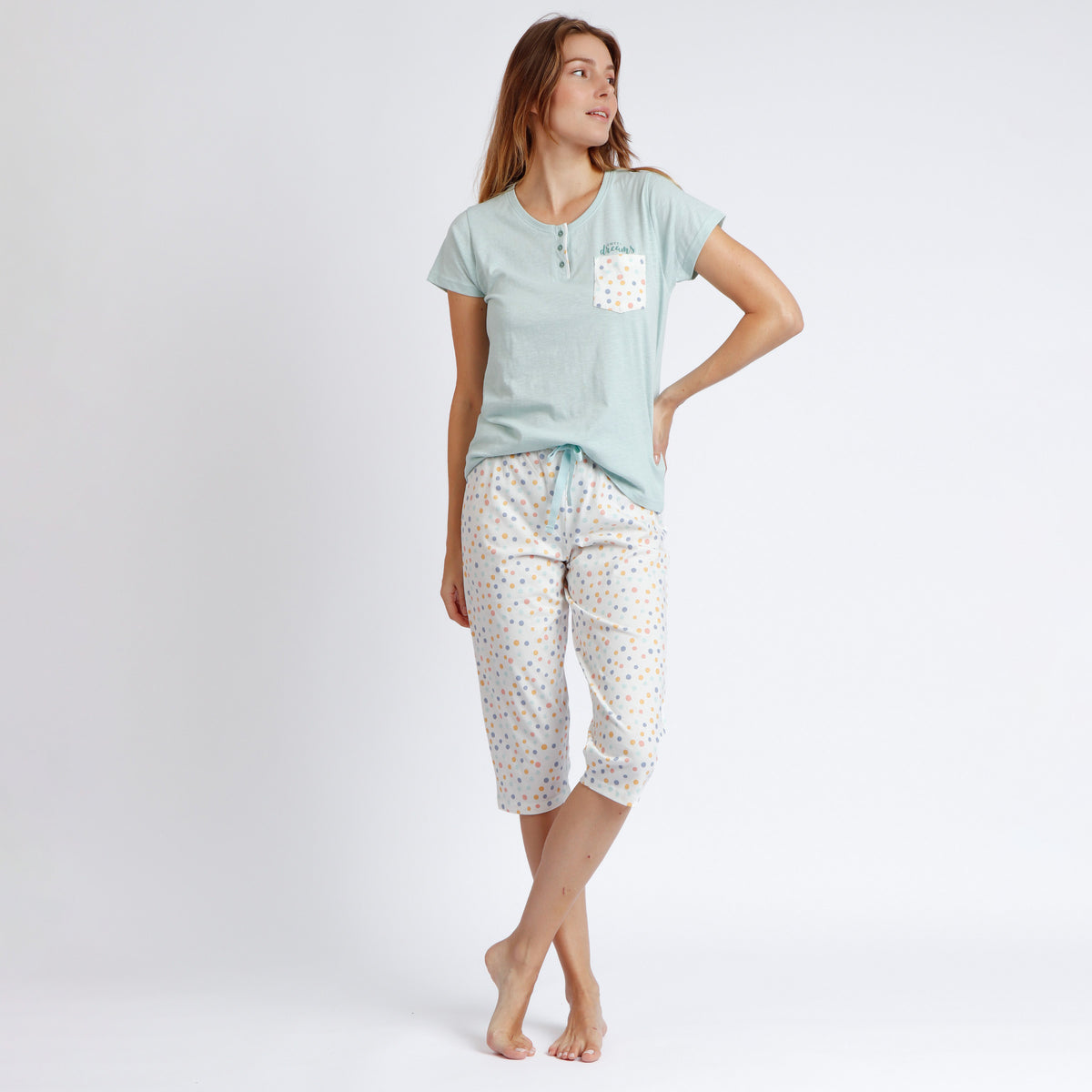 Pigiama donna capri tiffany con pois Admas 62588
