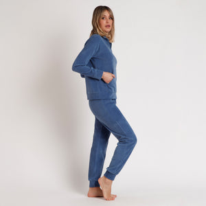 Pigiama Donna in Velluto a Costine con Collo Alto e Scollo a Serafino Asmas 62659