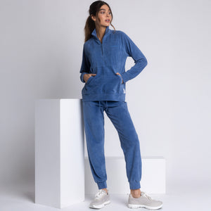 Pigiama Donna in Velluto a Costine con Collo Alto e Scollo a Serafino Asmas 62659