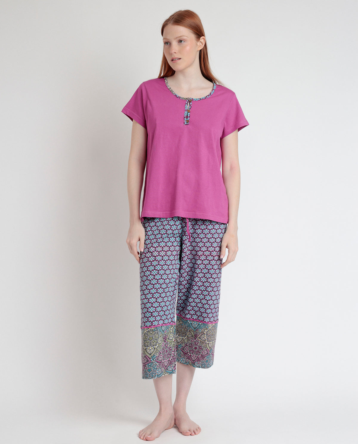 Pigiama Donna 100% Cotone pantalone capri Admas 63065