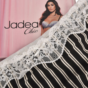 Slip midi Jadea 6323 nero + blu in cotone elasticizzato e pizzo 2 pz