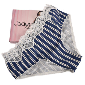 Slip midi Jadea 6323 nero + blu in cotone elasticizzato e pizzo 2 pz