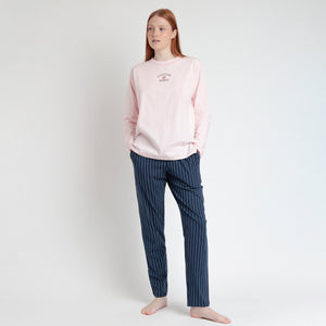 Pigiama Donna primaverile 100% cotone pantalone gessato Admas 63505