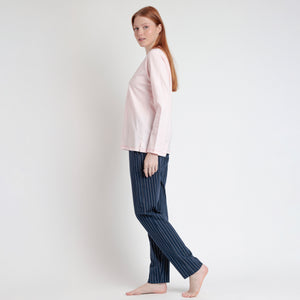 Pigiama Donna primaverile 100% cotone pantalone gessato Admas 63505
