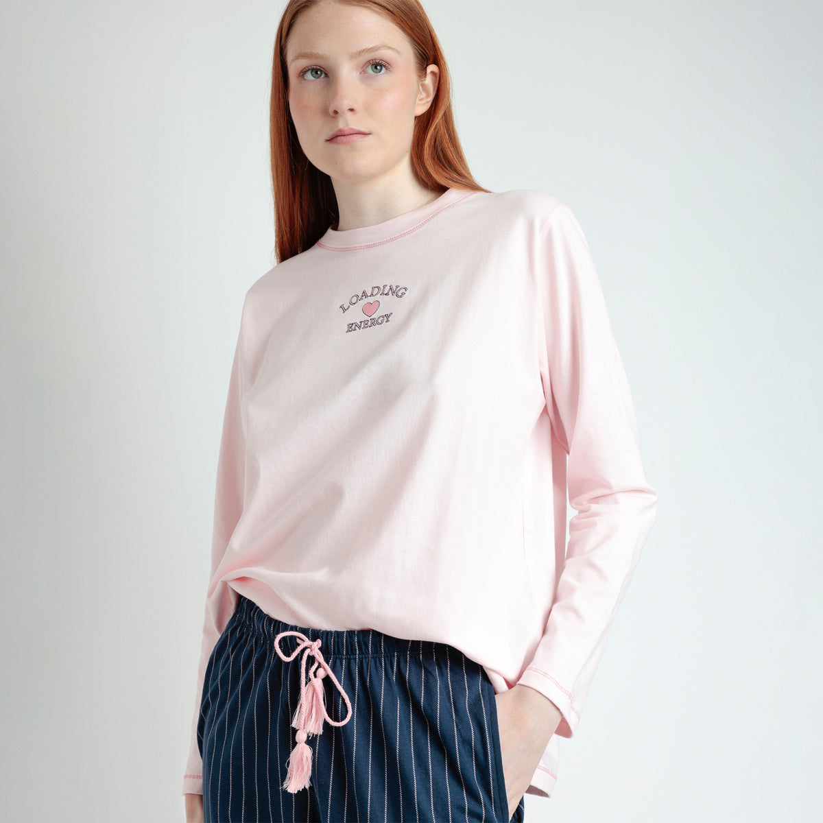 Pigiama Donna primaverile 100% cotone pantalone gessato Admas 63505
