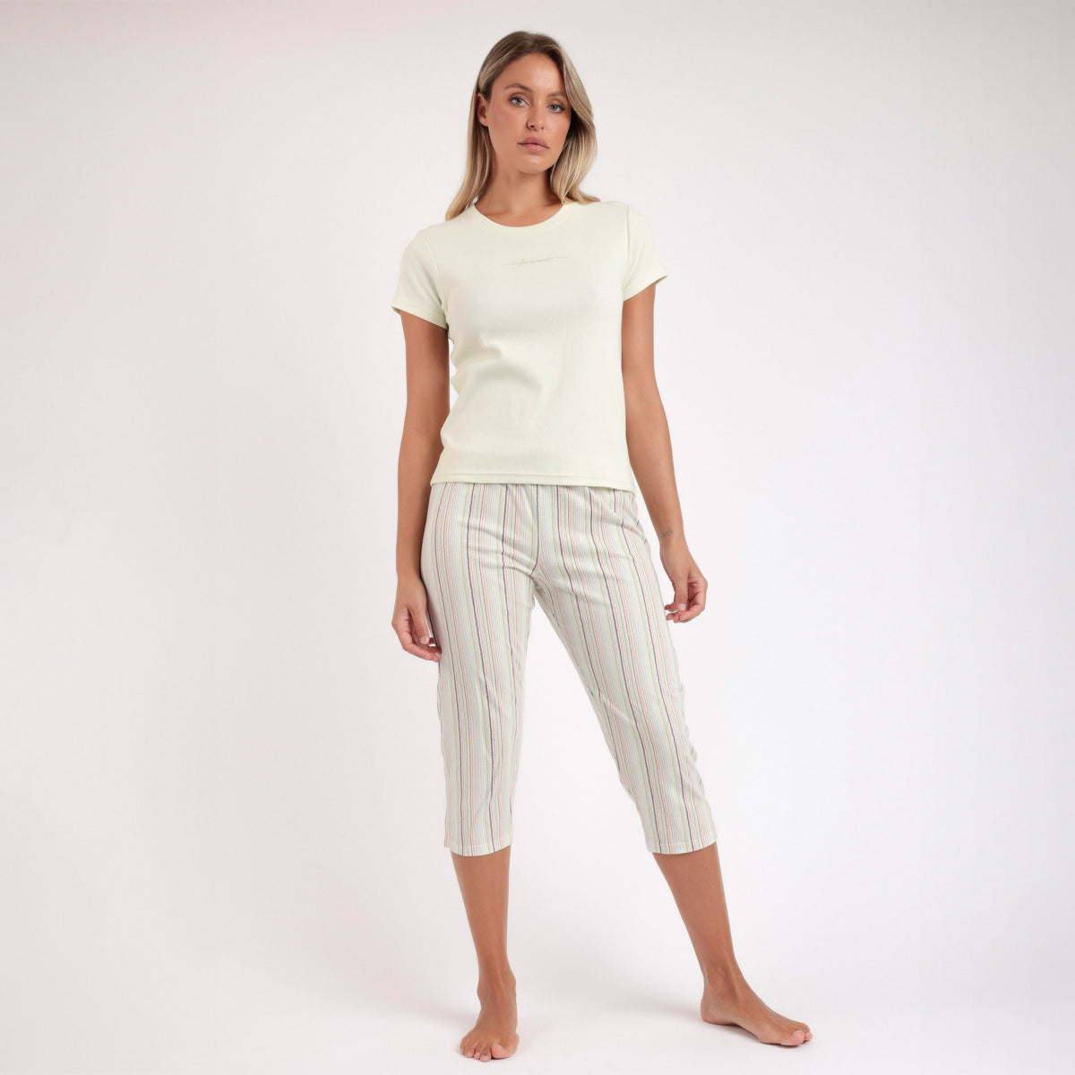 Pigiama Donna in cotone elasticizzato pantalone capri Admas 63568