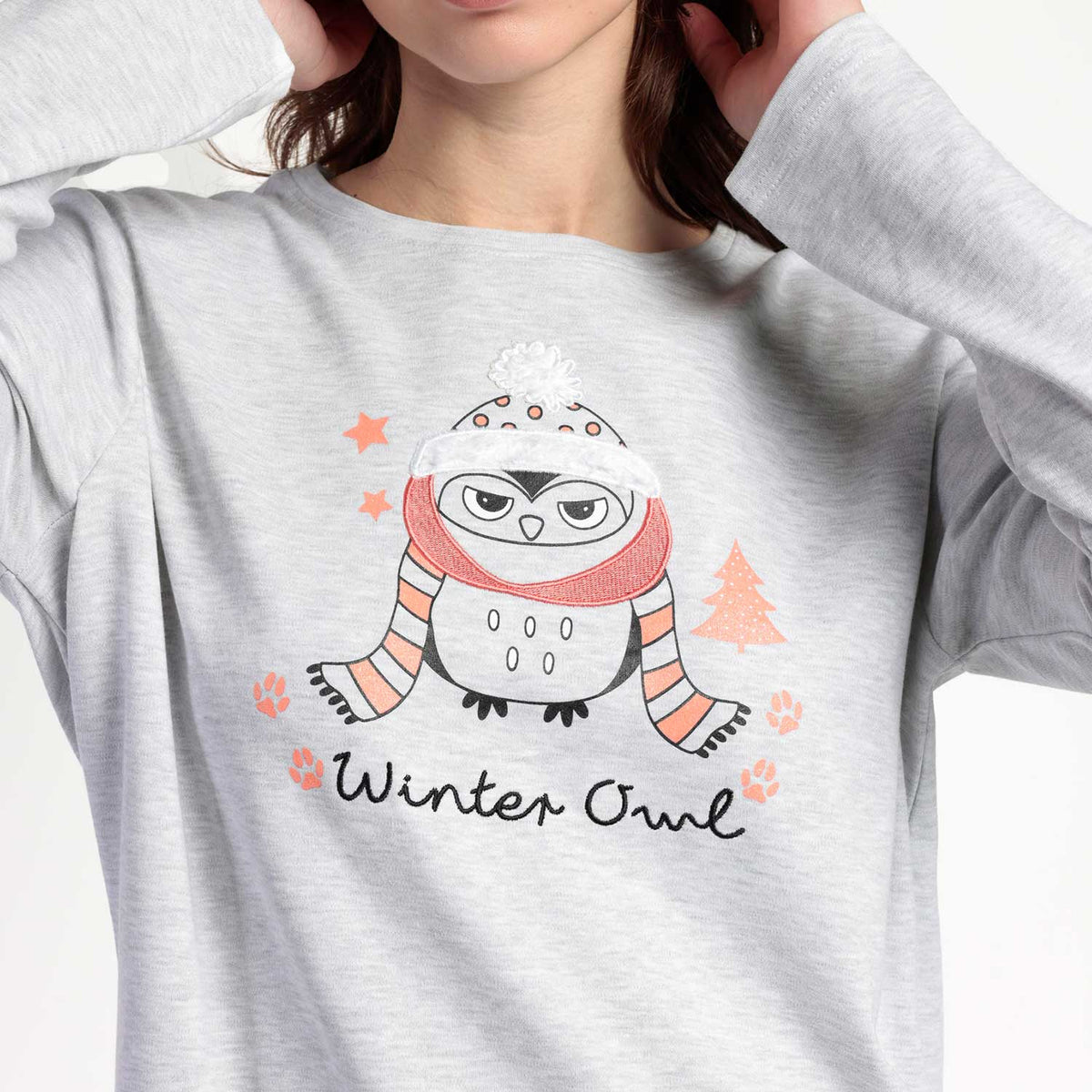 Pigiama donna con gufo caldo cotone Admas 63592