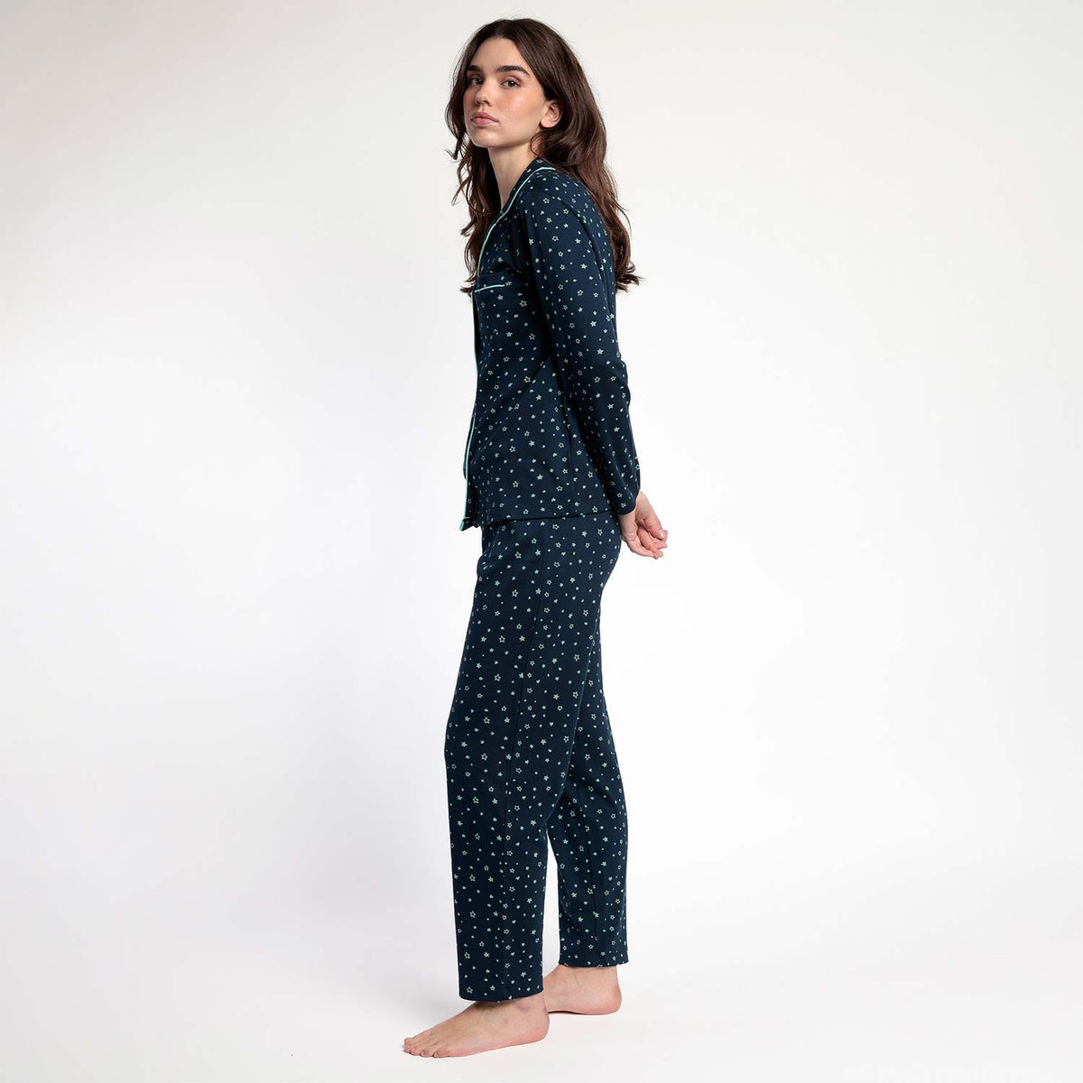 Pigiama donna stelline maglia aperta Admas 63594