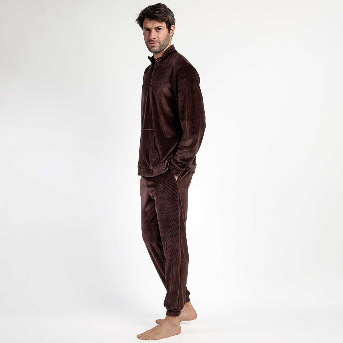 Pigiama uomo in ciniglia collo alto Admas 63795