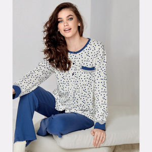 Pigiama donna serafino caldo cotone Infiore conformato TNN1663