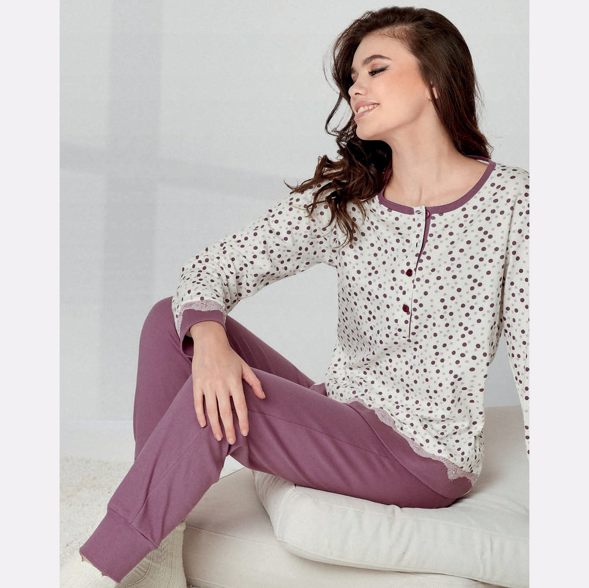 Pigiama donna serafino caldo cotone Infiore conformato TNN1663