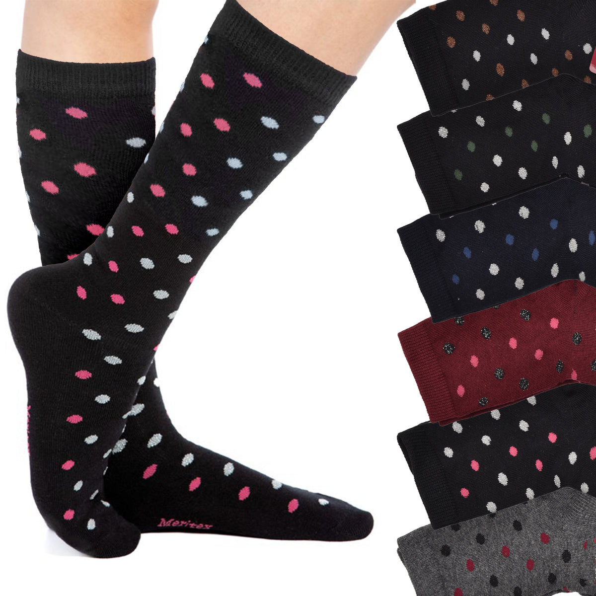 Calze lunghe gambaletto caldo cotone Meritex 6579 B 6 paia