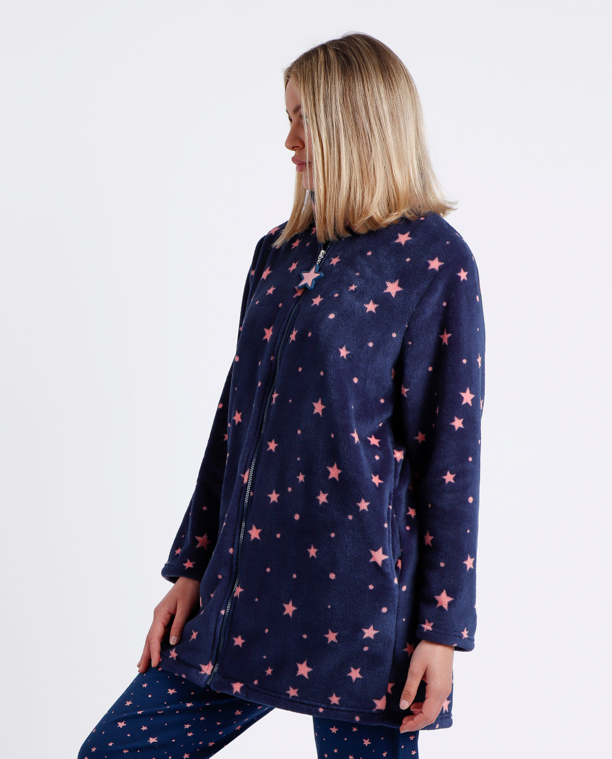 Vestaglia donna blu con stelle Admas in pile coral Admas 67020