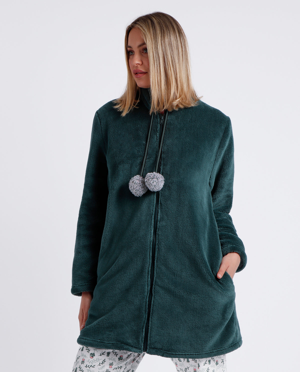 Vestaglia caldissimo coral verde con pon-pon Admas 67036