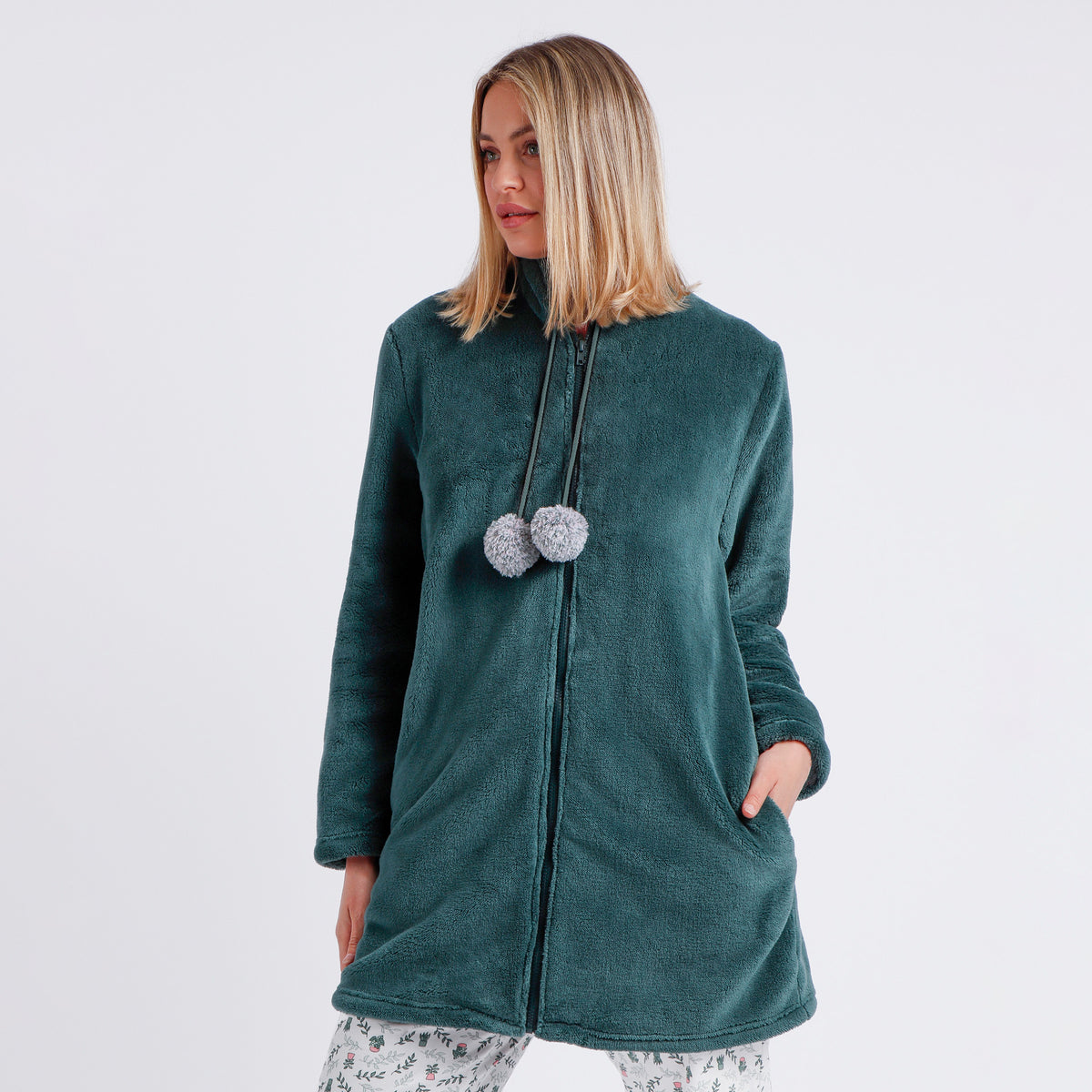 Vestaglia caldissimo coral verde con pon-pon Admas 67036