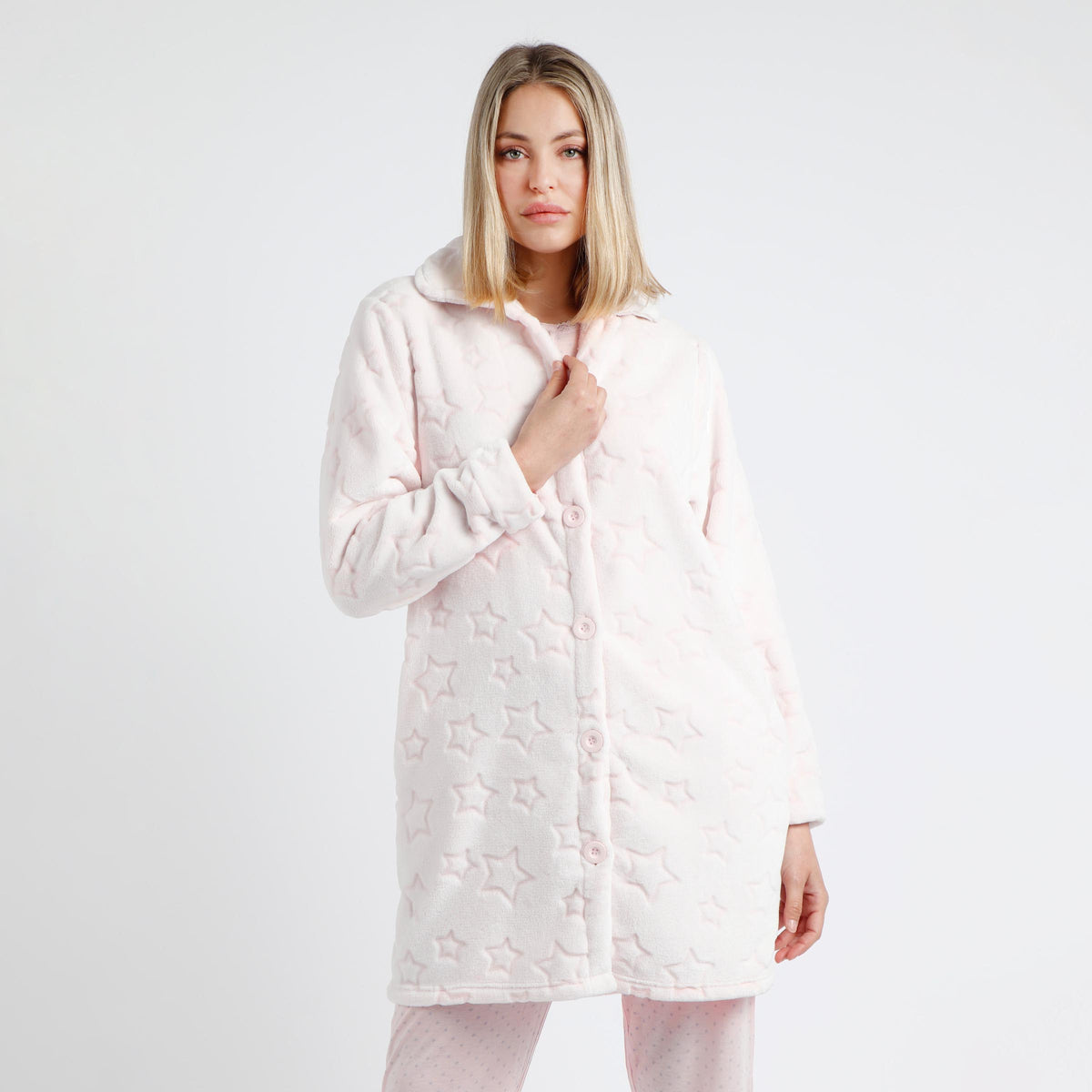 Vestaglia donna pile di coral jacquard rosa Admas 67039