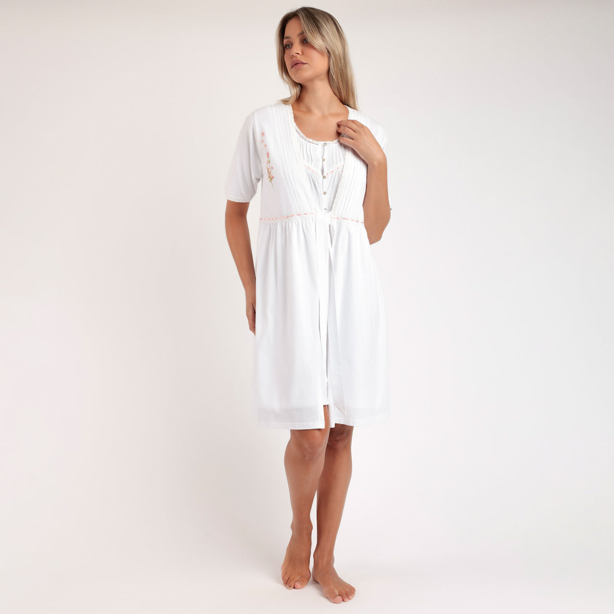 Vestaglietta donna in cotone con pizzo e ricamo Admas 67233