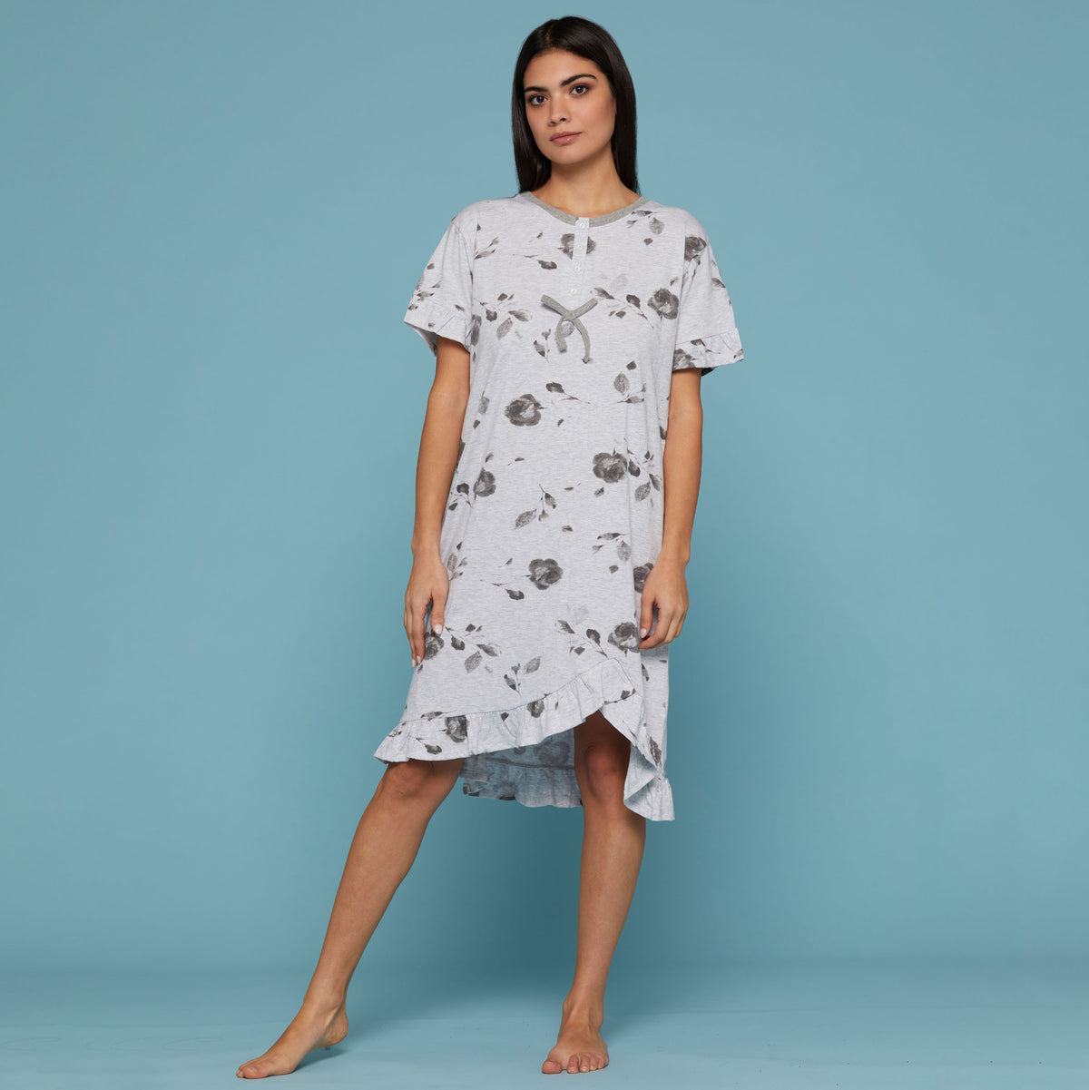 Camicia da notte Cippi 6746-B-S23 estiva cotone grigio melange
