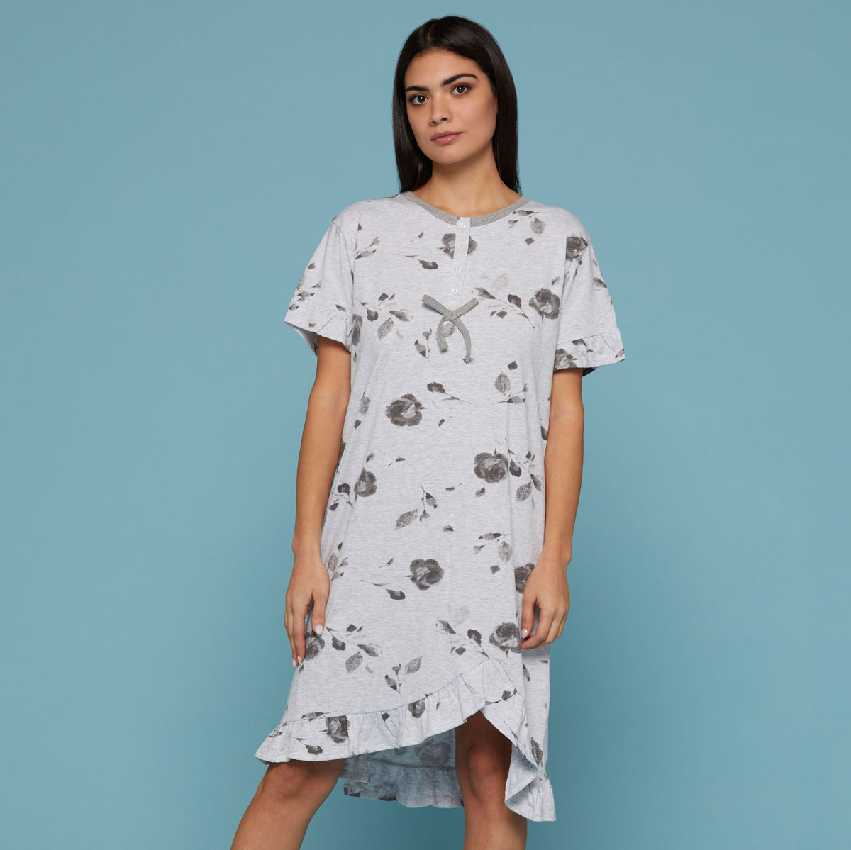 Camicia da notte Cippi 6746-B-S23 estiva cotone grigio melange