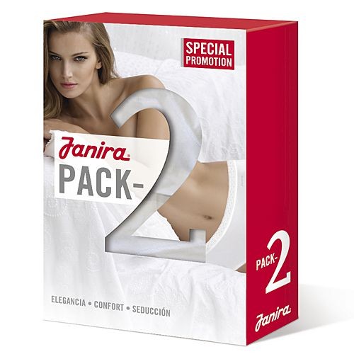 Slip midi con tassello 100% spugna di cotone Janira esencial - 2 pezzi