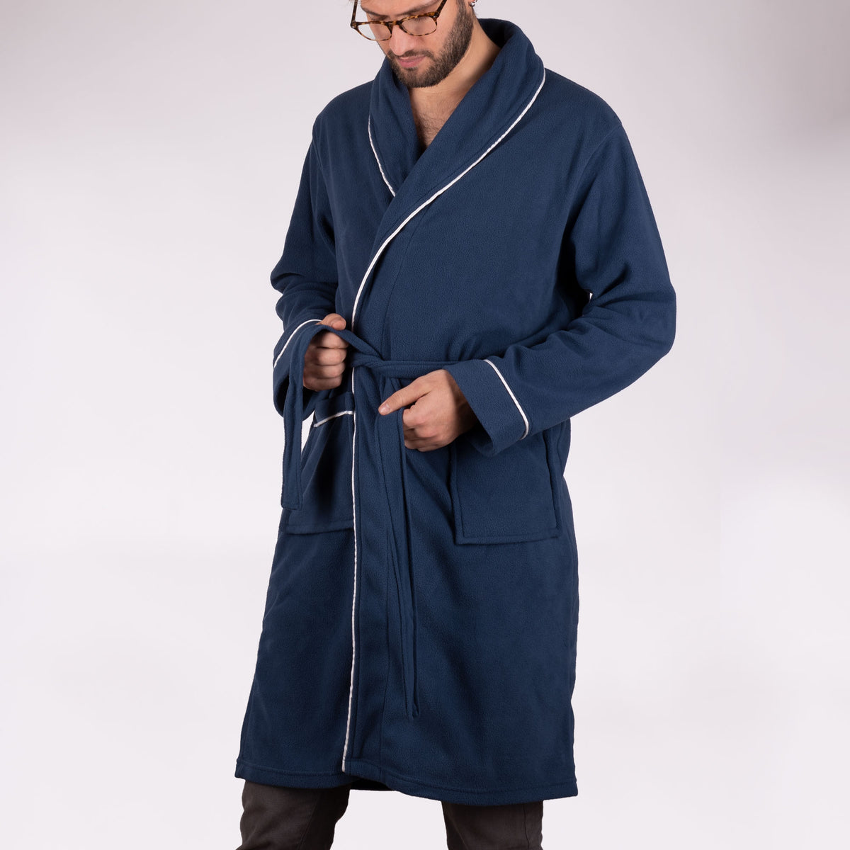 Vestaglia lunga uomo invernale Cippi 6873 caldo pile blu navy 